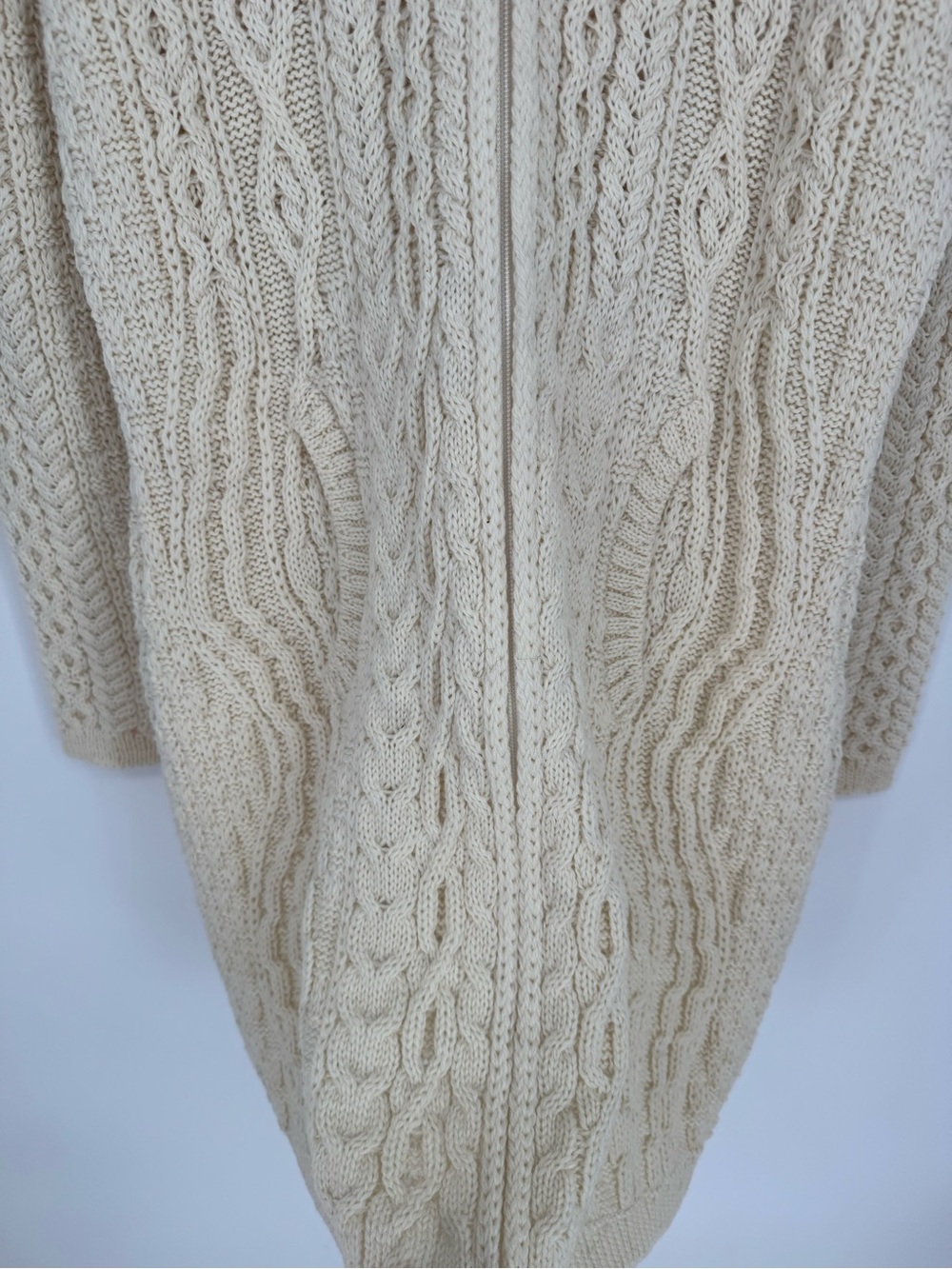 Original Aran Co NWT Long Cable Knit Full Zip Sweater XL Natural Irish Fisherman - Picture 6 of 10